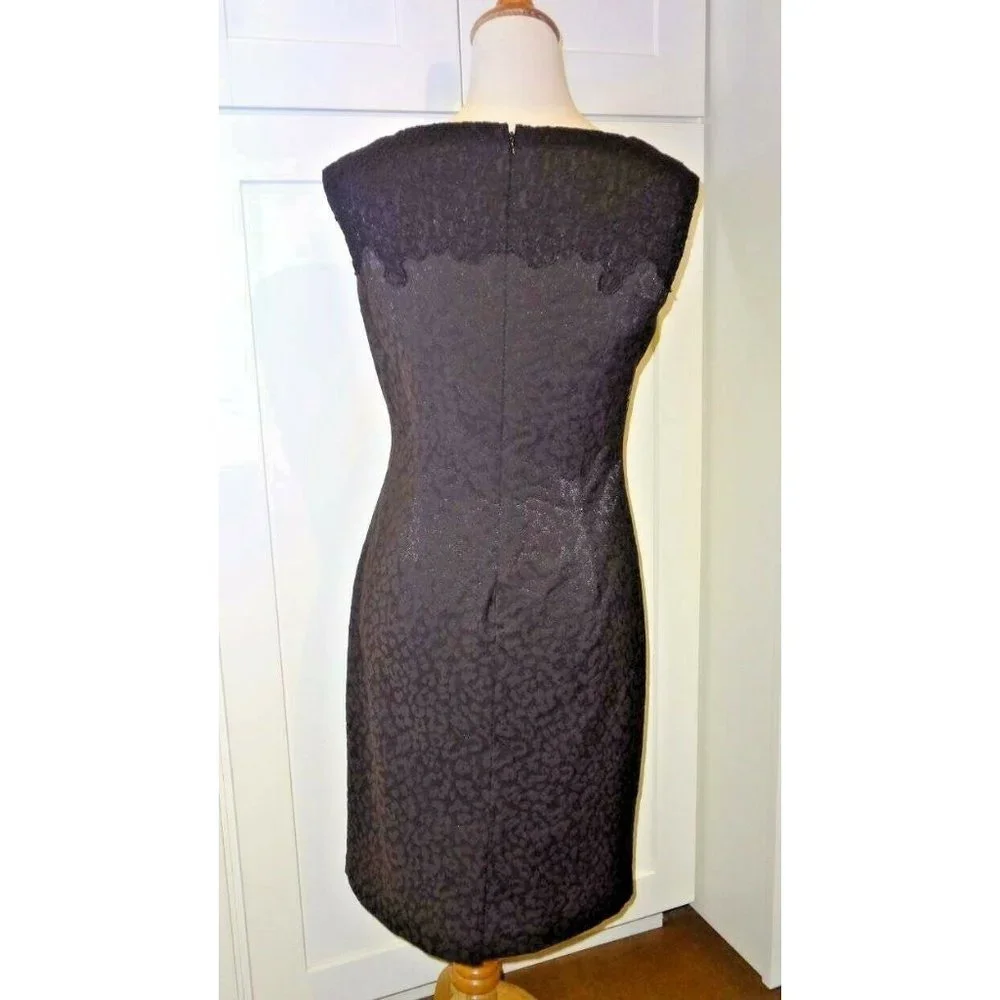 Adrianna Papell Lace Yoke Jacquard Dress Black 8 NEW - Picture 9 of 10